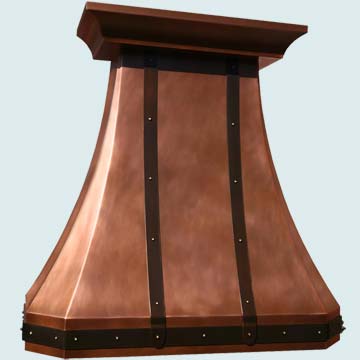  Copper Range Hood Medium Patina W/ Brass Straps & Rivets