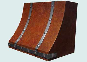  Copper Range Hood Medium Renoir W/ Hammered Steel Straps