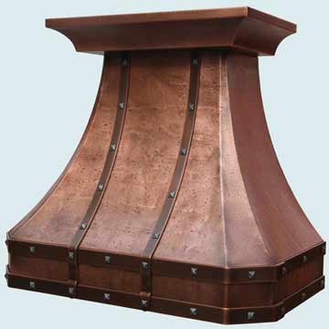  Copper Range Hood Reverse Hammered W/ Copper Straps & Zinc Clavos