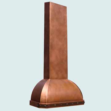  Copper Range Hood Tall Stack W/ Angled Top & Medium Patina