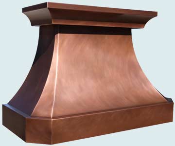  Copper Range Hood Smooth Body W/ Stepped Band & Medium Patina