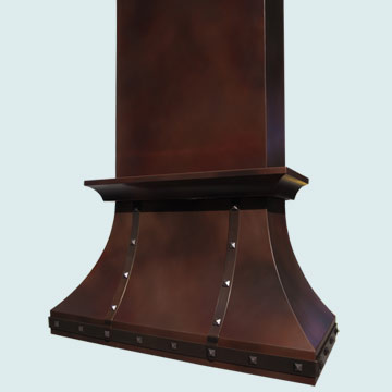  Copper Range Hood Tall Stack W/ Beam Notch & Patterned Patina