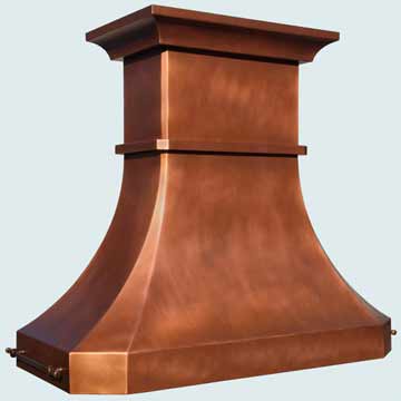  Copper Range Hood Smooth Body W/ Medium Patina & Copper Pot Rails