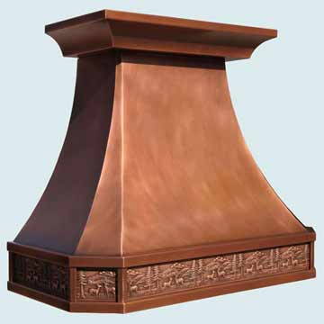  Copper Range Hood Smooth Body W/ Forest Scene Band Insert