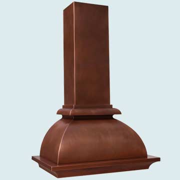  Copper Range Hood Tall Stack W/ Medium Patina & French Scroll Band