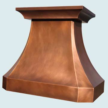  Copper Range Hood Smooth Body W/ Medium Patina & Tall Band