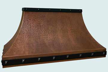  Copper Range Hood Reverse Hammered W/ Black Steel Straps, Clavos & Rivets