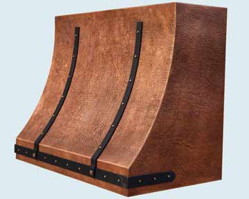  Copper Range Hood Fully Random Hammered W/ Black Steel Straps