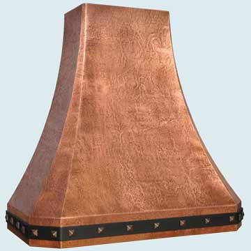  Copper Range Hood Reverse Hammered W/ Steel Strap & Bronze Clavos