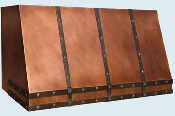  Copper Range Hood Hammered Band W/ Brass Straps & Clavos