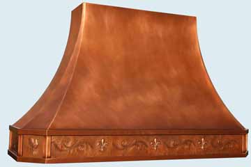  Copper Range Hood Smooth Body W/ Light Patina & Repousse  Inset Band