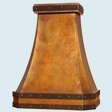  Copper Range Hood Eva's Favorite Patina W/ Brass Straps & Square Crown