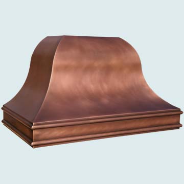  Copper Range Hood Smooth Body W/ Medium Patina & Moldings