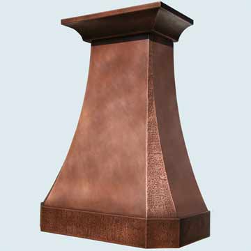  Copper Range Hood Medium Patina W/ Hammered Band & Hammered Corners & Hammered Crown