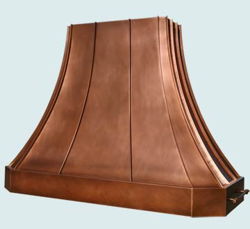  Copper Range Hood Smooth Body W/ Standing Seams & Pot Rails