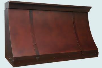  Copper Range Hood Top Crown & Brass Straps W/ Dark Antique