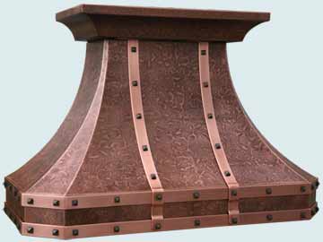  Copper Range Hood Ray's Hammering W/ Clavos & Natural Straps