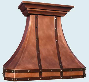  Copper Range Hood Smooth Hood W/ Double Crown & Brass Straps