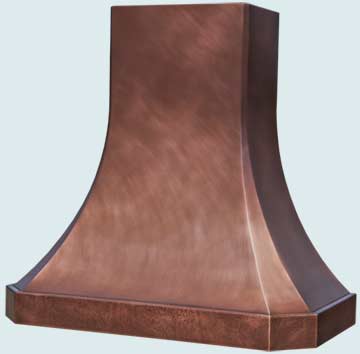  Copper Range Hood Integral Stack W/ Hammered Band & Medium Patina