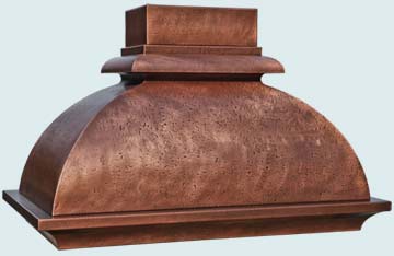  Copper Range Hood Reverse Hammered W/ Stack & Medium Patina