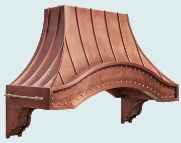  Copper Range Hood Riveted Corbels W/ Standing Seams & Pot Rails