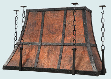  Copper Range Hood Flame forged w/ steel straps & chains