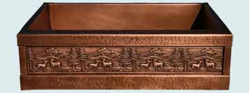 Custom Copper Repousse Apron Sinks Embossed Forest Design