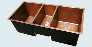 Custom Copper Kitchen Sinks 3 Compartment With Ray's Famous Hammering