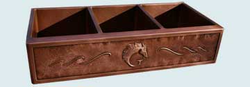 Custom Copper Repousse Apron Sinks Stallion Logo with 6 Scrolls