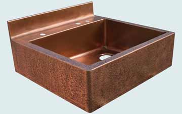 Custom Sinks Copper Special Shape  Hammered Apron On 2 Sides, Splash