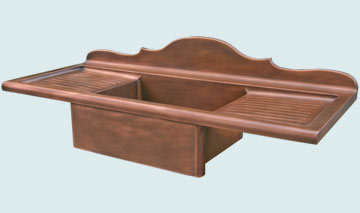 Copper Drainboard Sinks French Scroll Splash,2 Drainboards