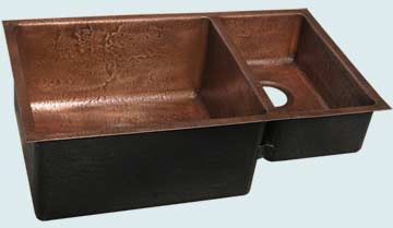 Custom Copper Kitchen Sinks Reverse Hammered 70-30 Undermount