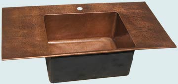 Custom Copper Kitchen Sinks Drop-In Hammered Prep Sink