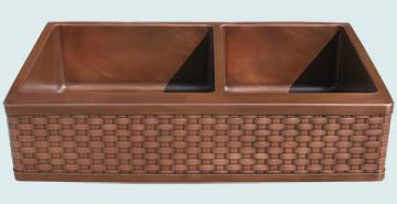 Copper Woven Apron Sinks Standard Weave On Smooth 2 Compartment