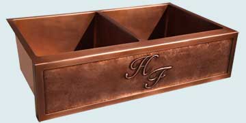 Custom Copper Repousse Apron Sinks 2-Initial H & F Repousse