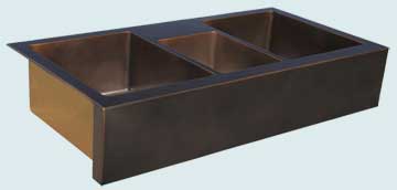 Custom Bronze and Brass Farm Sinks 3 Compartment W/ Square Apron