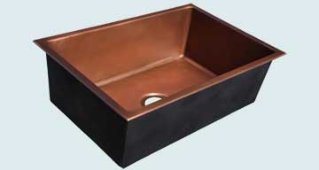 Custom Copper Kitchen Sinks Smooth Drop-In With Drain In Center Position