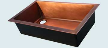 Custom Copper Kitchen Sinks Smooth Drop-In With Drain At One End