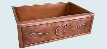 Custom Copper Repousse Apron Sinks C Initial and Scrolls 