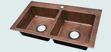 Custom Copper Kitchen Sinks Reverse Hammered Bowls and Rim