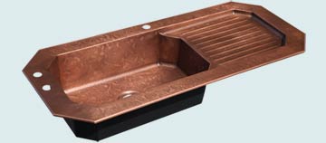 Copper Drainboard Sinks Octagonal Bowl With Drainboard & Ray's Famous Hammering