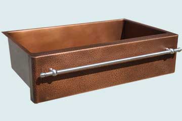 Custom Copper Farmhouse Sinks Random Hammered Apron & Stainless Towel Bar