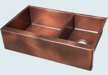 Custom Copper Farmhouse Sinks Pattern Patina & Reverse Hammered Apron