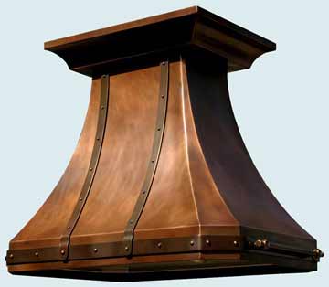  Copper Range Hood Smooth Body W/ Brass Straps & Pot Rails