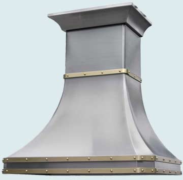  Stainless Steel Range Hood Tall Profile W/ Brass Straps & Crown