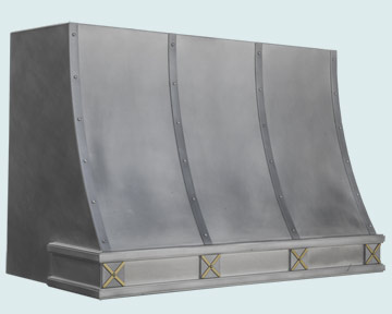  Pewter Range Hood Zinc Straps & Brass Applique