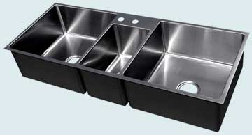 Stainless Steel Extra Large Sinks 3 Compartment w Veggie Sink