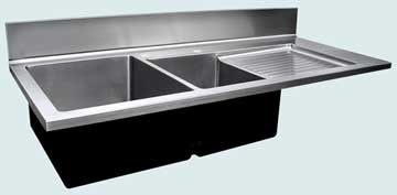 Stainless Steel Drainboard Sinks Double Flush Mount,Splash & Drainboard