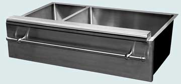 Stainless Steel Special Apron Sinks Raised Bullnose Style Apron With Towel Bar