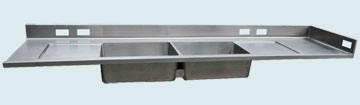  Stainless Steel Countertop Double Sink W/ Double Drainboard & Splash